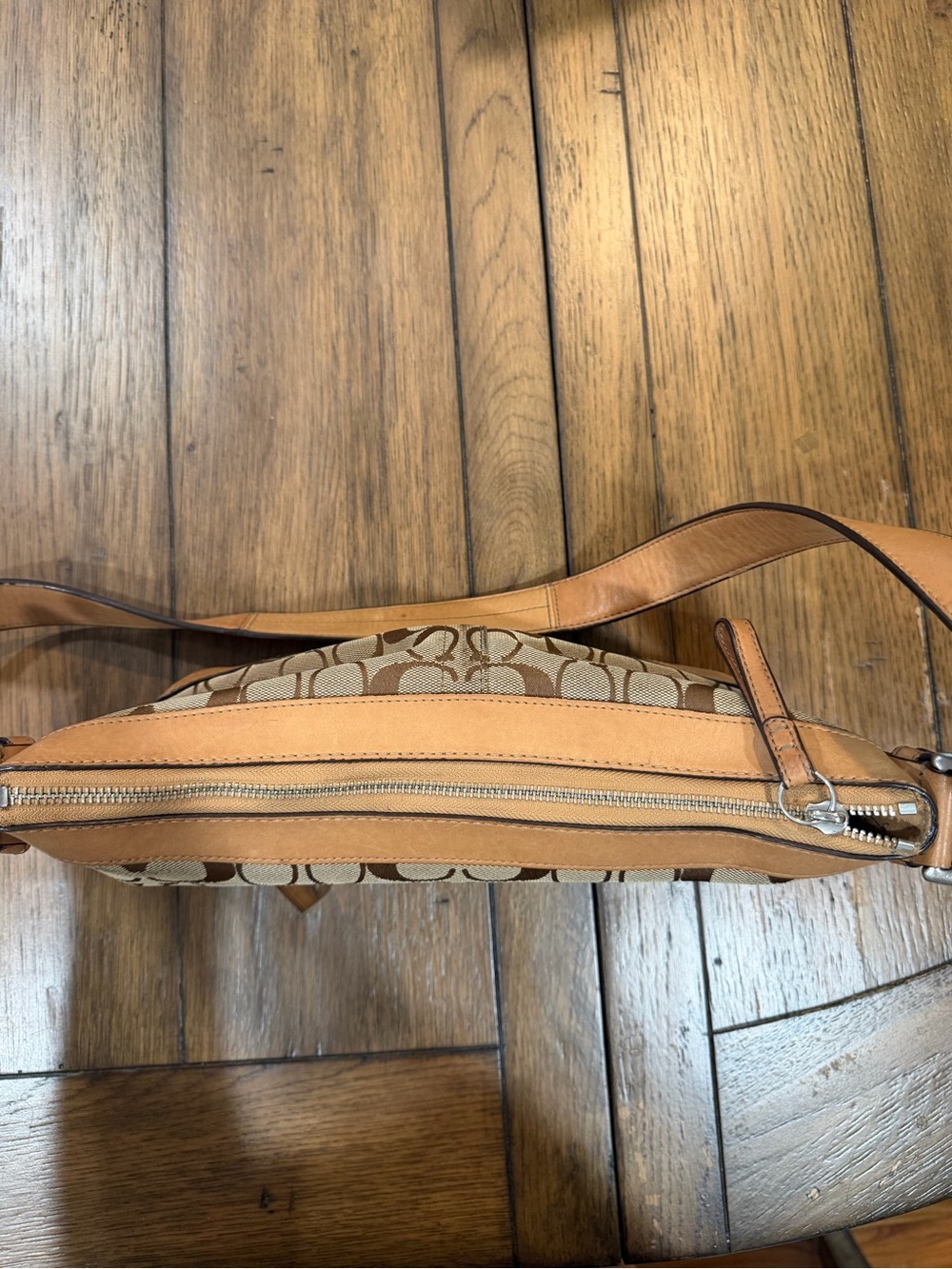 Coach Tan Signature Jacquard Crossbody with Leather Trim Authentic - Picture 11 of 16